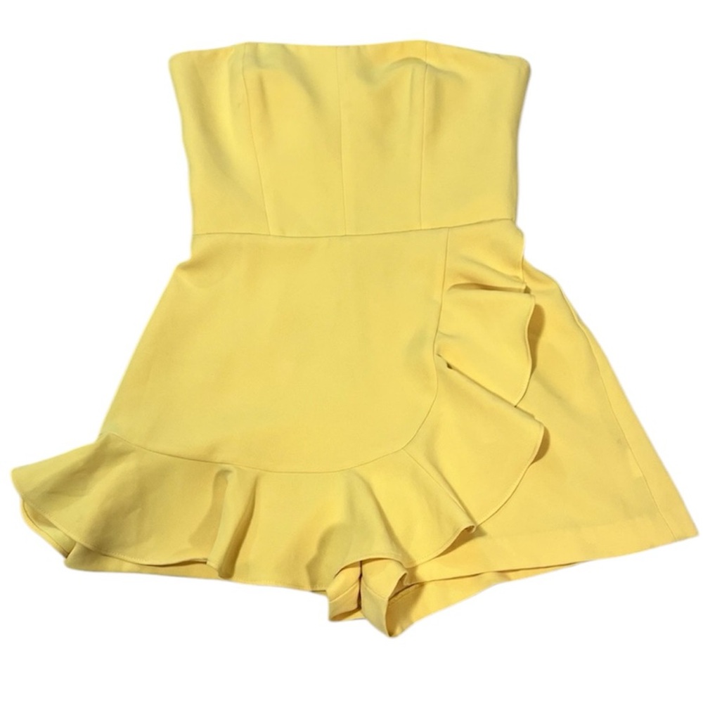 Amanda Uprichard Women’s Yellow Strapless Chic Romper One Piece Size XS